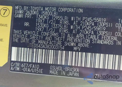 2008 Toyota Highlander Sport from USA, damaged, VIN JTEDS43A382003154